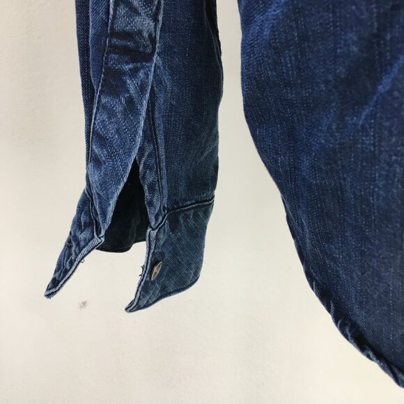 RAILS Long Sleeve Dark Vintage Wash ROSALEE Tie Collar Chambray Denim Shirt - Picture 12 of 12